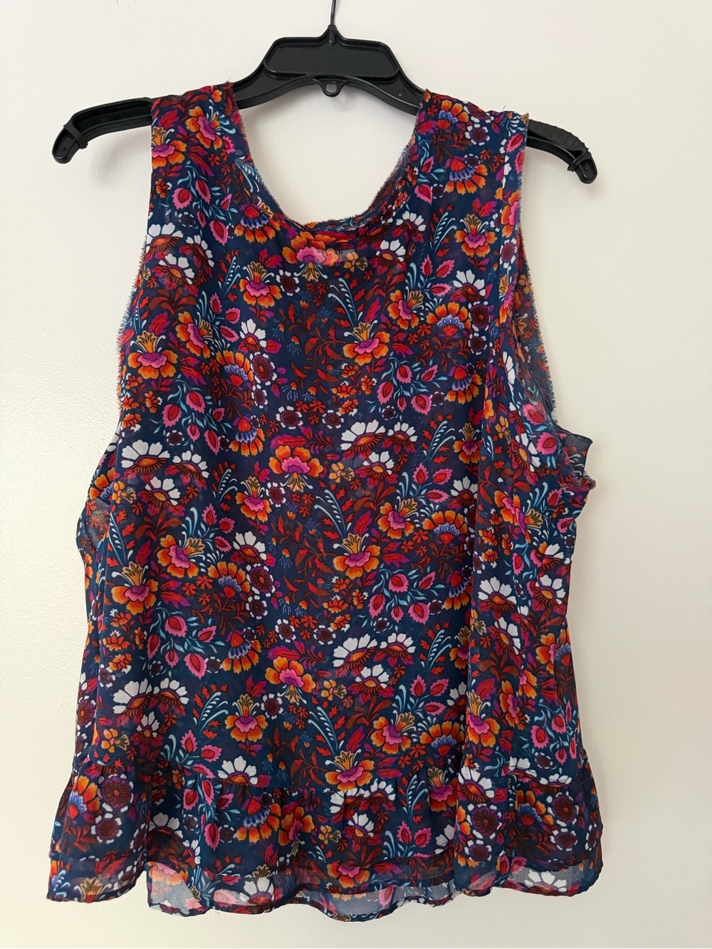 Floral Navy Sleeveless Blouse - Cabi